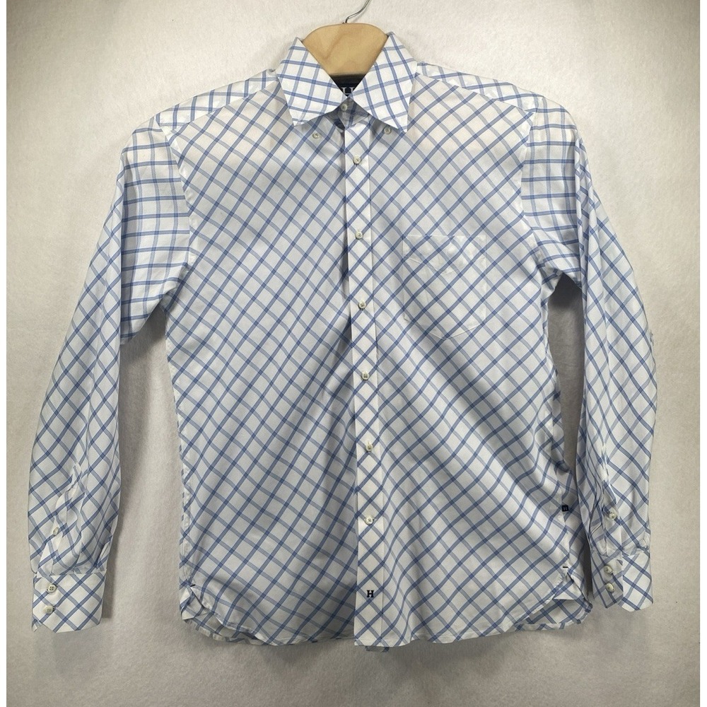Vintage Hilfiger Luxurious Button-Up Shirt Blue Geometric Large C79